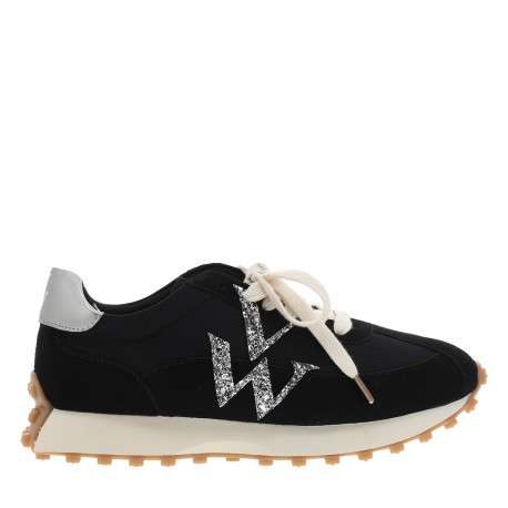 Baskets running Flow Initials beiges à talon plat avec le logo brillant