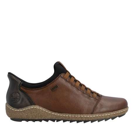 Sneakers en cuir cognac à talon plat pourvues d'une fermeture slip-on