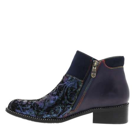 Bottines en cuir violettes à talon décroché bas pourvues d'un zip latéral - Image 3