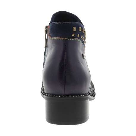 Bottines en cuir violettes à talon décroché bas pourvues d'un zip latéral - Image 4