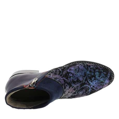 Bottines en cuir violettes à talon décroché bas pourvues d'un zip latéral - Image 5