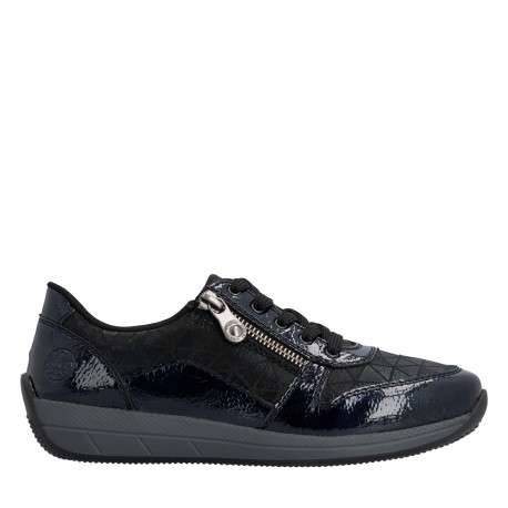Sneakers noires à talon plat pourvues d'une fermeture à lacets