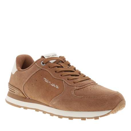 Baskets avec un revêtement en cuir nubuck camel pourvu d'un talon plat - Image 2