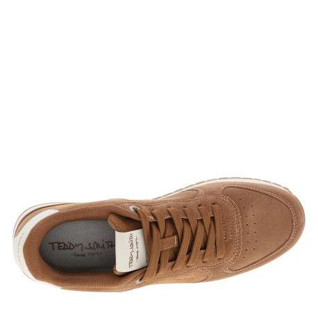 Baskets avec un revêtement en cuir nubuck camel pourvu d'un talon plat - Image 5