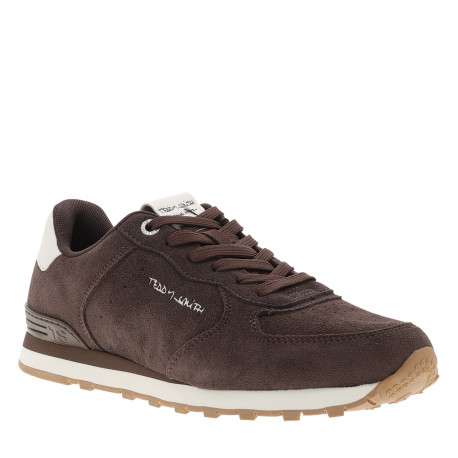 Baskets avec un revêtement en cuir nubuck marron pourvu d'un talon plat - Image 2
