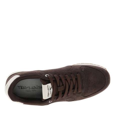 Baskets avec un revêtement en cuir nubuck marron pourvu d'un talon plat - Image 5