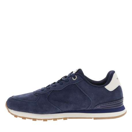 Baskets avec un revêtement en cuir nubuck bleu pourvu d'un talon plat - Image 3