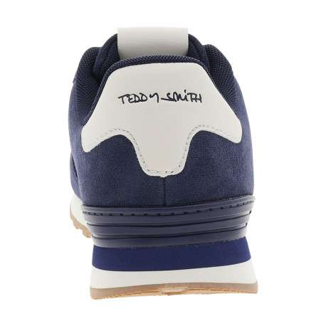 Baskets avec un revêtement en cuir nubuck bleu pourvu d'un talon plat - Image 4