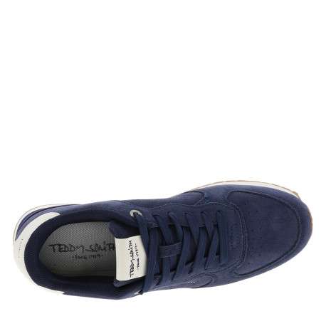 Baskets avec un revêtement en cuir nubuck bleu pourvu d'un talon plat - Image 5