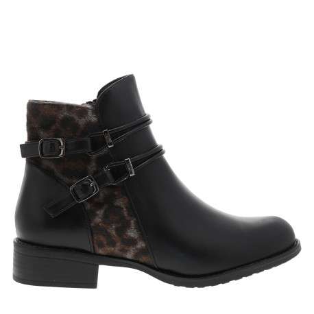 Bottines Maram léopard à talon décroché bas pourvues d'un zip latéral
