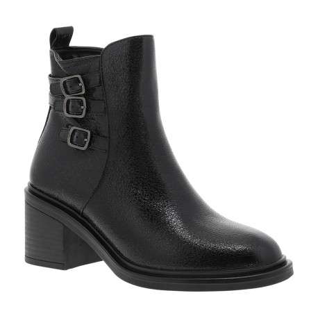 Bottines Palma vernies noires à talon décroché moyen pourvues d'un zip latéral - Image 2