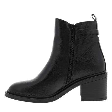 Bottines Palma vernies noires à talon décroché moyen pourvues d'un zip latéral - Image 3
