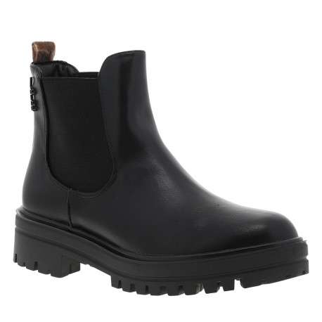 Bottines Pavina noires à talon décroché bas pourvues de soufflets élastiqués - Image 2
