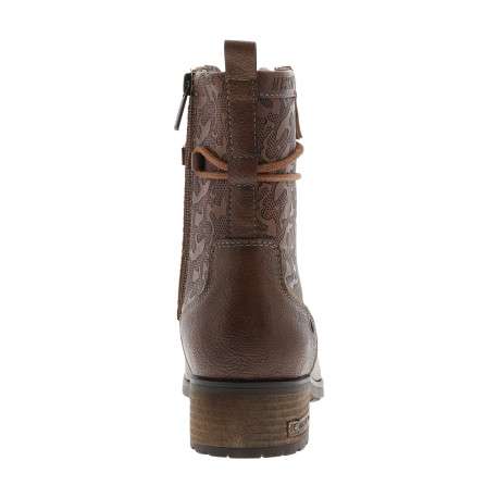 Bottines cognac à talon décroché bas munies de lacets et d'un zip latéral - Image 4