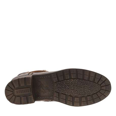 Bottines cognac à talon décroché bas munies de lacets et d'un zip latéral - Image 6