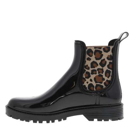 Boots Gaudi Brillo vernies noir à talon décroché bas avec goussets élastiqués - Image 3