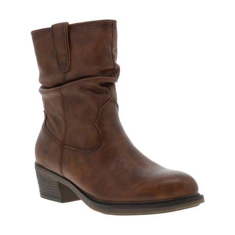 Boots brun à talon décroché bas dotée d'un zip latéral et du logo imprimé - Image 2
