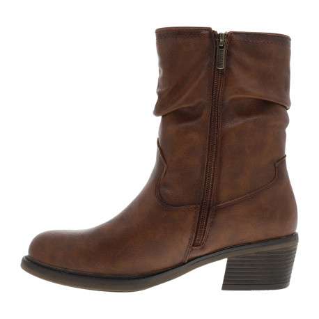 Boots brun à talon décroché bas dotée d'un zip latéral et du logo imprimé - Image 3
