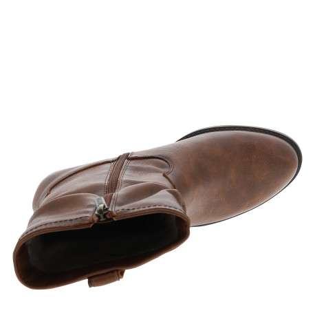Boots brun à talon décroché bas dotée d'un zip latéral et du logo imprimé - Image 5