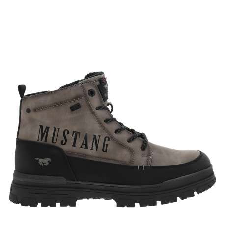 Bottines taupe à talon décroché bas pourvues de lacets et d'un zip latéral
