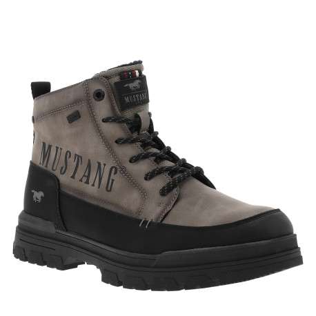 Bottines taupe à talon décroché bas pourvues de lacets et d'un zip latéral - Image 2