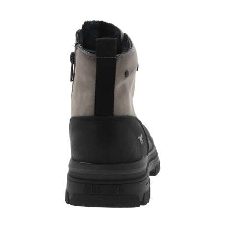 Bottines taupe à talon décroché bas pourvues de lacets et d'un zip latéral - Image 4