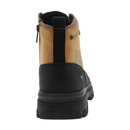 Bottines camel à talon décroché bas pourvues de lacets et d'un zip latéral - Image 4