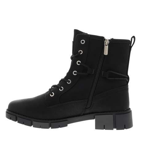Bottines noires à talon décroché bas pourvues de lacets et d'un zip latéral - Image 3
