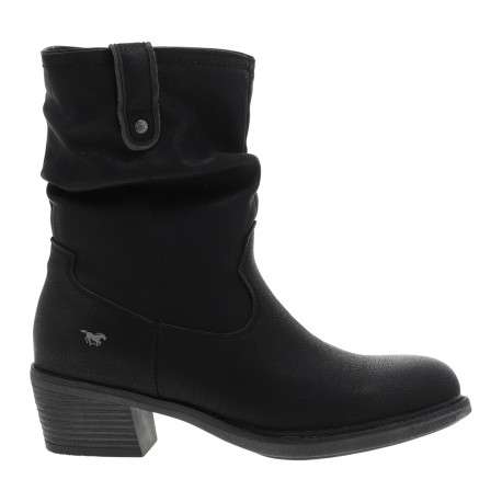Boots noir à talon décroché bas et tige souple à effet plissée