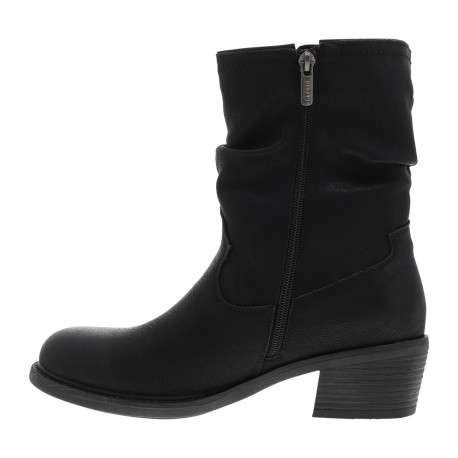 Boots noir à talon décroché bas et tige souple à effet plissée - Image 3