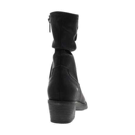 Boots noir à talon décroché bas et tige souple à effet plissée - Image 4