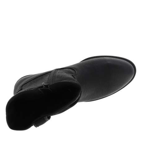 Boots noir à talon décroché bas et tige souple à effet plissée - Image 5