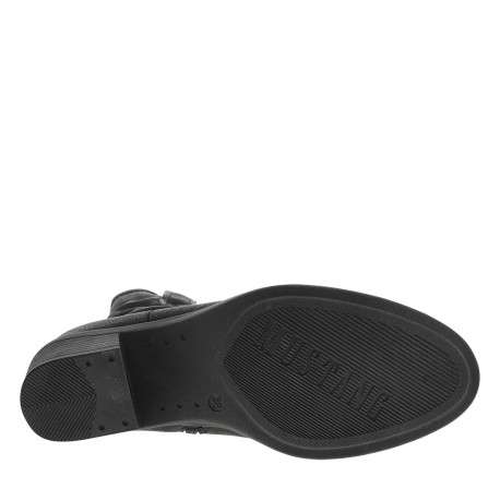 Boots noir à talon décroché bas et tige souple à effet plissée - Image 6