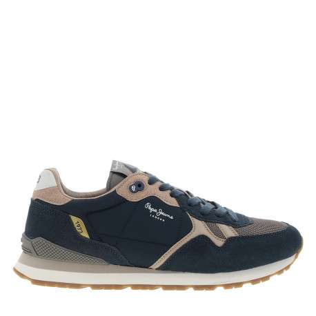Baskets running Brit Boost bleu marine à talon plat munies de lacets et du logo