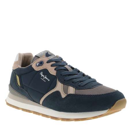 Baskets running Brit Boost bleu marine à talon plat munies de lacets et du logo - Image 2