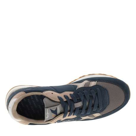 Baskets running Brit Boost bleu marine à talon plat munies de lacets et du logo - Image 5