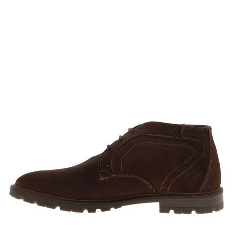 Bottines en cuir brunes avec un talon décroché bas et des lacets ronds - Image 3