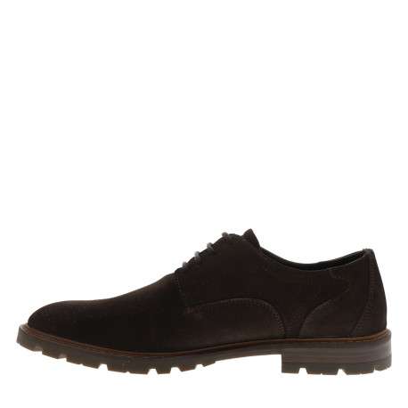 Derbies en cuir chocolat avec un talon décroché bas et des lacets ronds - Image 3