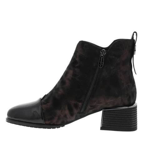 Boots en cuir bronze à talon moyen bout brillant et fermeture zippée latérale - Image 3