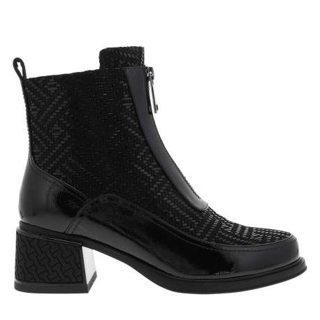 Boots en cuir noir à talon décroché moyen dotées de 2 zips de fermeture