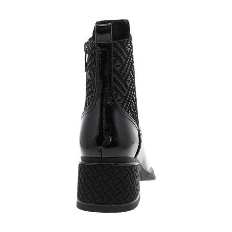 Boots en cuir noir à talon décroché moyen dotées de 2 zips de fermeture - Image 4