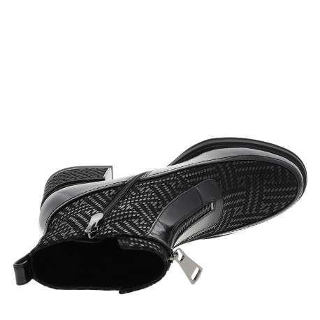 Boots en cuir noir à talon décroché moyen dotées de 2 zips de fermeture - Image 5