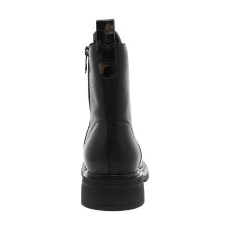 Bottines en cuir noir à talon décroché bas dotées de lacets élastiqués - Image 4