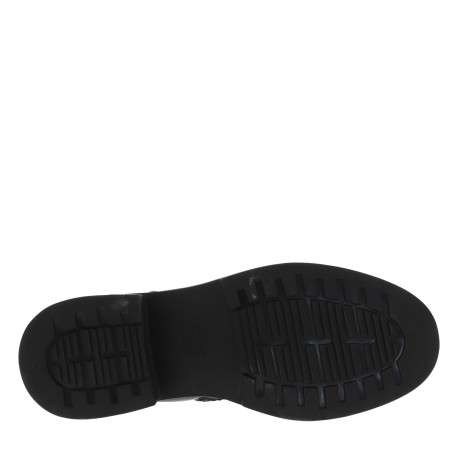 Bottines en cuir noir à talon décroché bas dotées de lacets élastiqués - Image 6