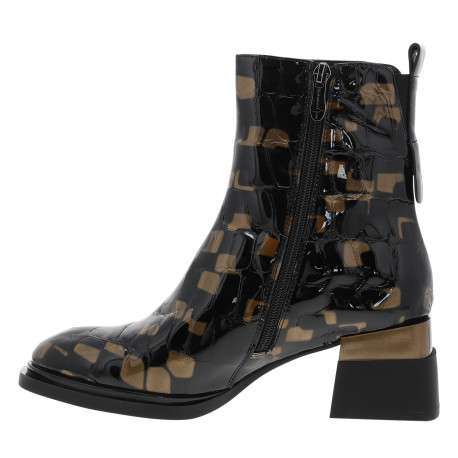 Boots en cuir noir à talon décroché moyen et zip latéral doté d'une languette - Image 3