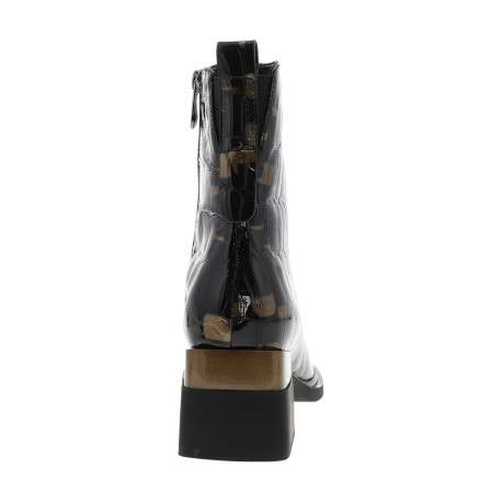 Boots en cuir noir à talon décroché moyen et zip latéral doté d'une languette - Image 4