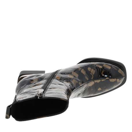 Boots en cuir noir à talon décroché moyen et zip latéral doté d'une languette - Image 5