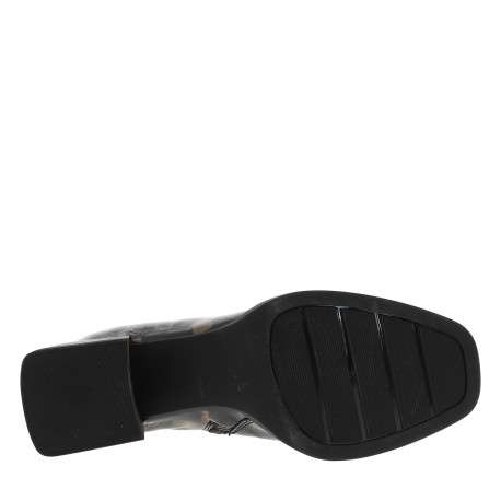 Boots en cuir noir à talon décroché moyen et zip latéral doté d'une languette - Image 6