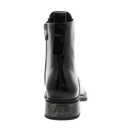 Boots en cuir noir vernies à talon décroché bas et à zip latéral - Image 4