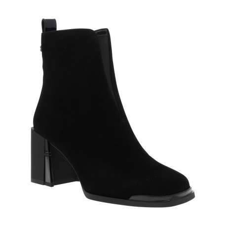 Boots en cuir noir à talon décroché haut dotées d'un zip latéral - Image 2